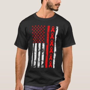 Medvetenhet om hjärtsjukdomar Röda ribbon American T Shirt