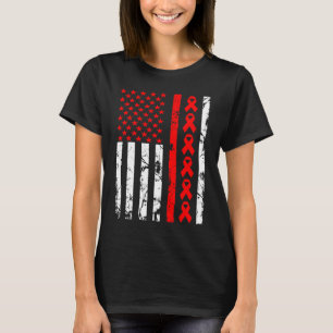 Medvetenhet om hjärtsjukdomar Röda ribbon American T Shirt