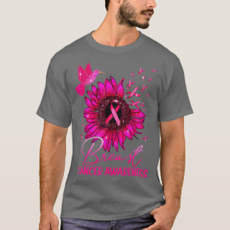 Medvetenhet om hummingbird Rosa Solros Breast Canc T Shirt