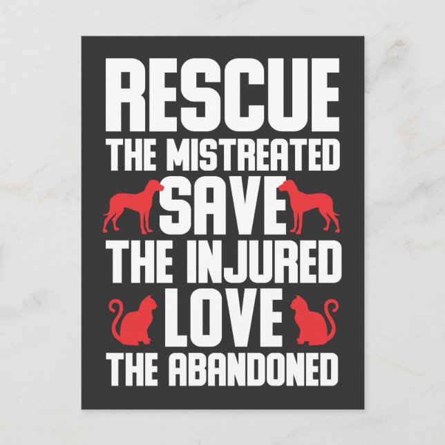 Medvetenhet om hund och Kat Kärlek Rädda djuren Vykort (Framsida)