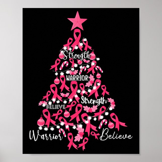 Medvetenhet om kampen mot cancer i Julgran Rosa Poster (Framsidan)
