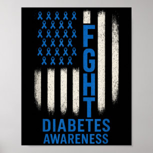 Medvetenhet om kampen mot diabetes - stöd till USA Poster