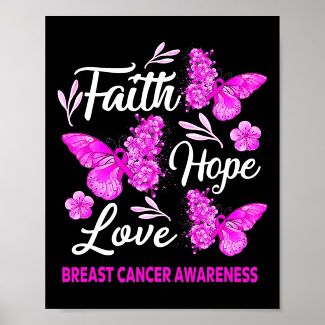 Medvetenhet om kvinnors bröstcancer Faith Hope Kär Poster (Framsidan)
