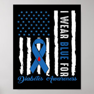 Medvetenhet om kvinnors diabetes Blue Ribbon Diabe Poster