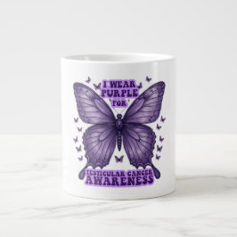Medvetenhet om lila Butterfly Cancer Jumbo Mugg