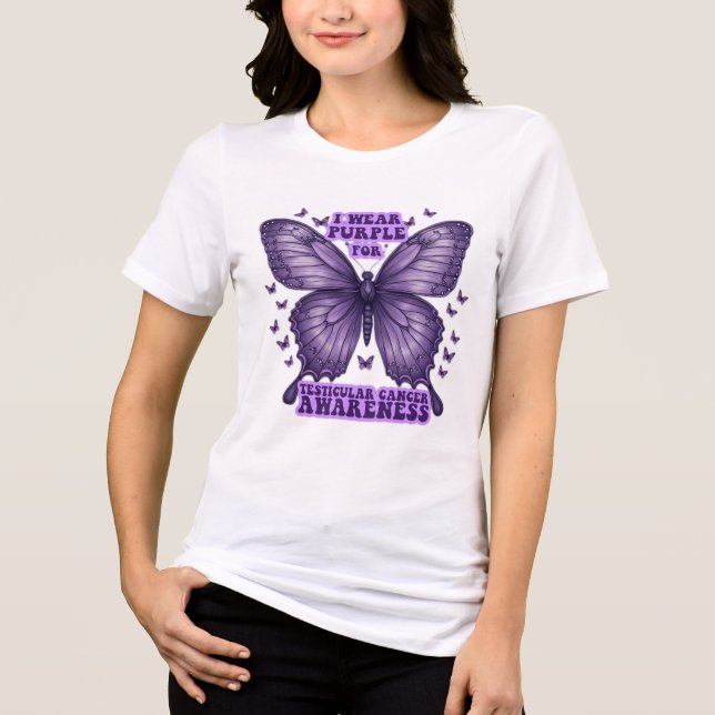 Medvetenhet om lila Butterfly Cancer T Shirt (Framsida)