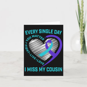 Medvetenhet om Lila Heart Ord Cousin Suicide Aware Kort