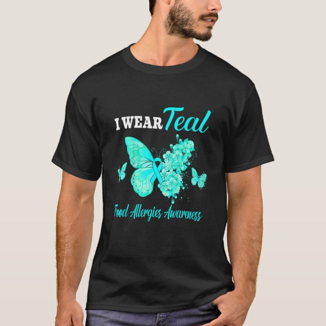 Medvetenhet om livsmedelsallergier I Bära Teal But T Shirt (Framsida)