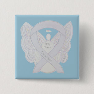 Medvetenhet om lungsjukdom Angel Pearl Ribbon Art Knapp