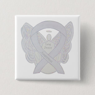 Medvetenhet om lungsjukdom Angel Pearl Ribbon Art Knapp
