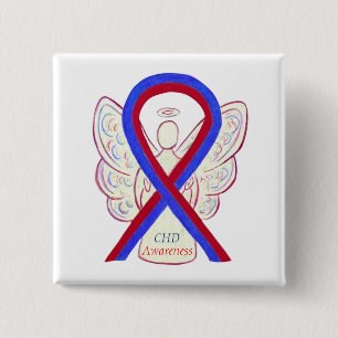 Medvetenhet om medfödd Hjärtsdefekt CHD Ribbon Sti Knapp