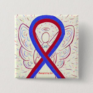 Medvetenhet om medfödd Hjärtsdefekt CHD Ribbon Sti Knapp