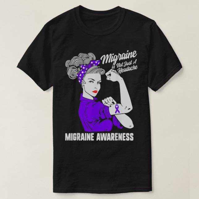 Medvetenhet om migrän inte bara om huvudvärk Lila  T Shirt (Design framsida)