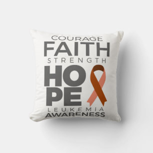 Medvetenhet om modet Faith Strength Hope Leukemia Kudde