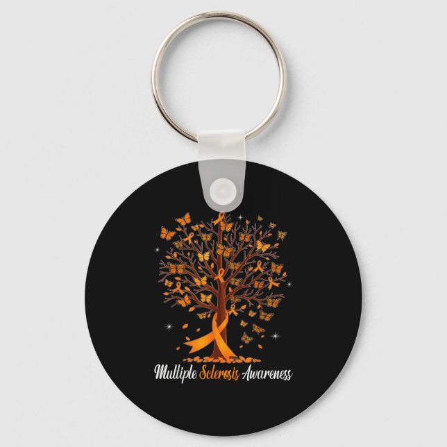 Medvetenhet om multipel skleros fjäril orange nyckelring (Framsida)