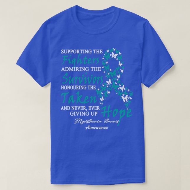 Medvetenhet om Myasthenia Gravis till stöd för kam T Shirt (Design framsida)