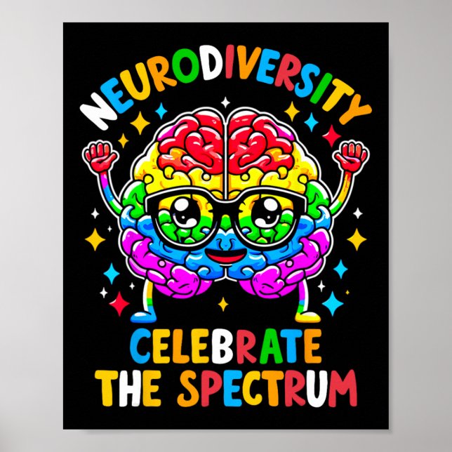 Medvetenhet om neurodiversity Brain Autism Awarene Poster (Framsidan)
