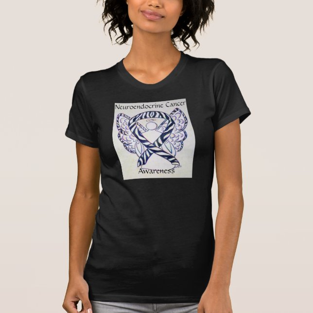 Medvetenhet om neuroendokrin cancer Ribbon Angel S Tee Shirt (Framsida)
