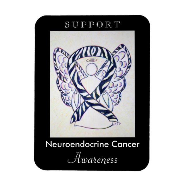 Medvetenhet om neuroendokrin cancer Ribbon Magnet (Vertikal)