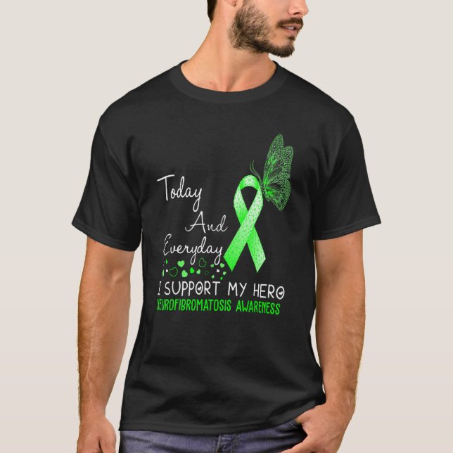 Medvetenhet om neurofibromatos I stöder min Hero B T Shirt (Framsida)