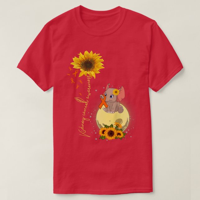 Medvetenhet om njurcancer hos hippie elephant Solr T Shirt (Design framsida)
