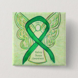 Medvetenhet om njursjukdom Angel Ribbon Art Pin Knapp
