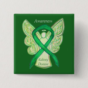 Medvetenhet om njursjukdom Angel Ribbon Art Pin Knapp