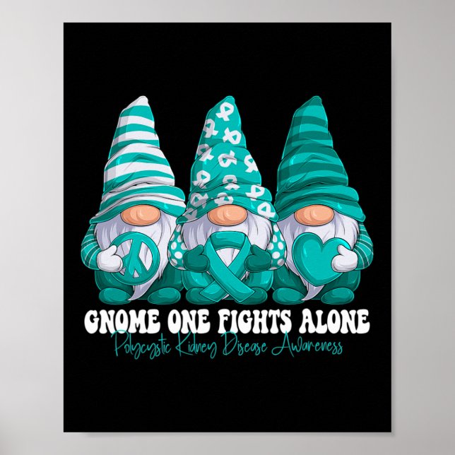 Medvetenhet om njursjukdom Månad Teal Ribbon Gnome Poster (Framsidan)