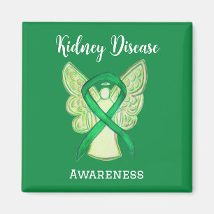Medvetenhet om njursjukdom Ribbon Angel Art Magnet