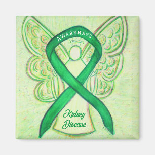 Medvetenhet om njursjukdom Ribbon Angel Art Magnet