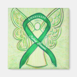Medvetenhet om njursjukdom Ribbon Angel Art Magnet