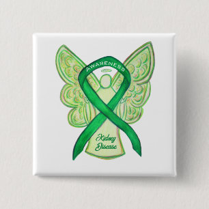 Medvetenhet om njursjukdom Ribbon Angel Pin Knapp