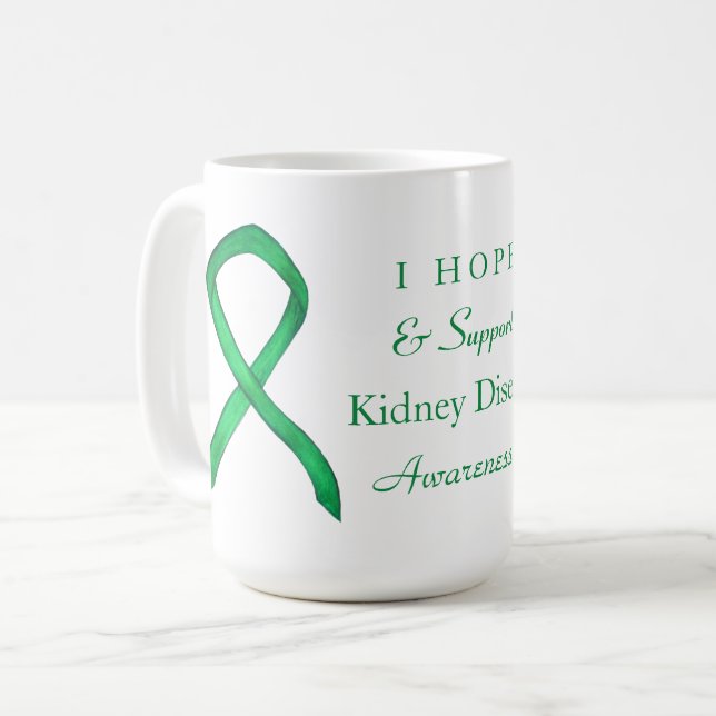 Medvetenhet om njursjukdom Ribbon Art Kaffe koppar (Framsida vänster)