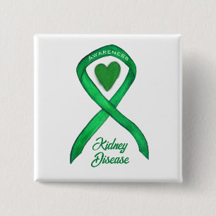 Medvetenhet om njursjukdom Ribbon Heart Art Pin Knapp
