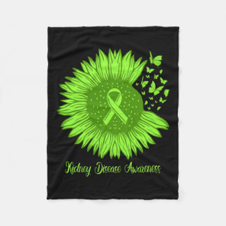 Medvetenhet om njursjukdom Solros Mamma Grönt Ribb Fleecefilt