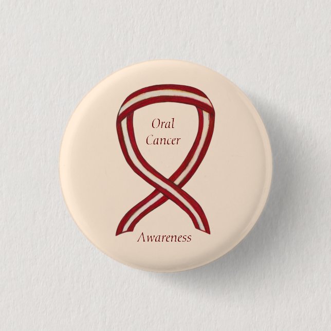 Medvetenhet om oral cancer Ribbon Rand Anpassnings Knapp (Framsida)
