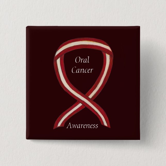 Medvetenhet om oral cancer Ribbon Rand Anpassnings Knapp (Framsida)