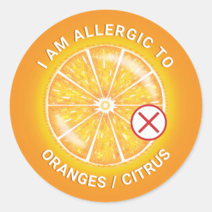 Medvetenhet om orange citrusfrukt födoämnesallergi runt klistermärke