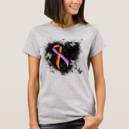 Medvetenhet om Orchid och Orange Ribbon Grunge Hea Tröja