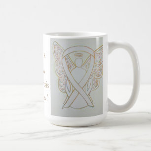 Medvetenhet om osteoporos Ribbon Angel Anpassnings Kaffemugg