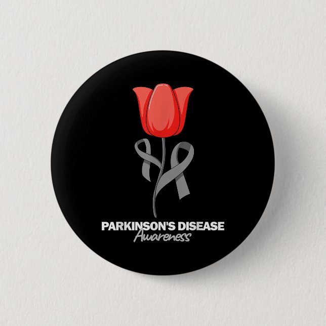 Medvetenhet om Parkinsons sjukdom april månad Röd  Knapp (Framsida)