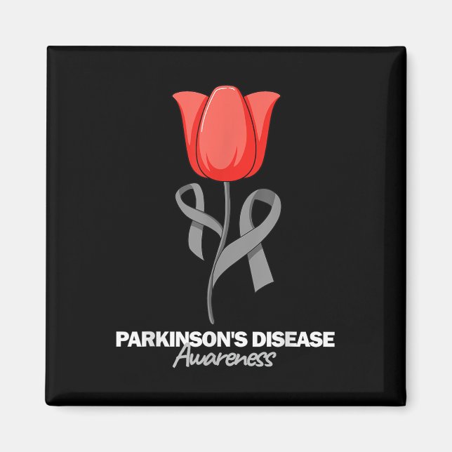 Medvetenhet om Parkinsons sjukdom april månad Röd  Magnet (Framsidan)