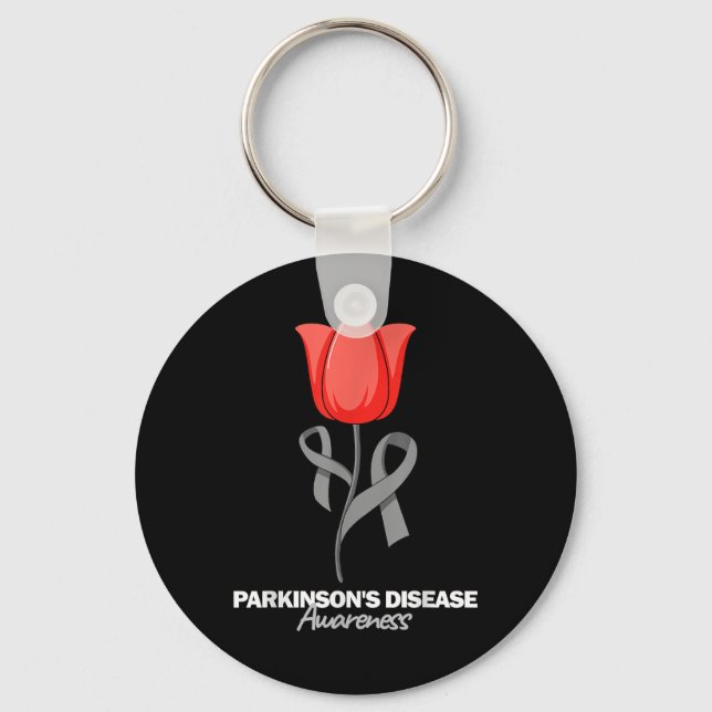 Medvetenhet om Parkinsons sjukdom april månad Röd  Nyckelring (Framsida)