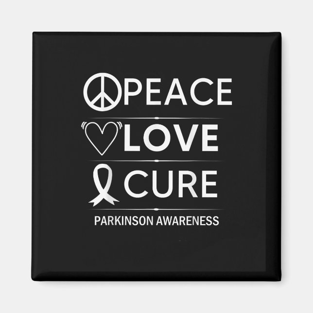 Medvetenhet om Parkinsons sjukdom Peace Kärlek Cur Magnet (Framsidan)