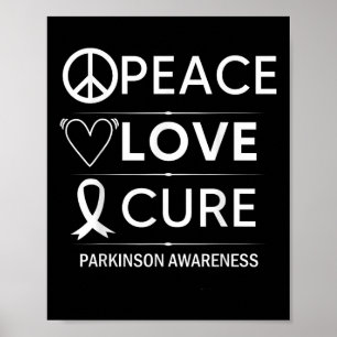 Medvetenhet om Parkinsons sjukdom Peace Kärlek Cur Poster