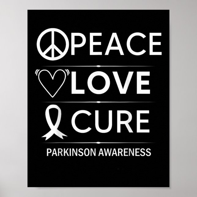Medvetenhet om Parkinsons sjukdom Peace Kärlek Cur Poster (Framsidan)