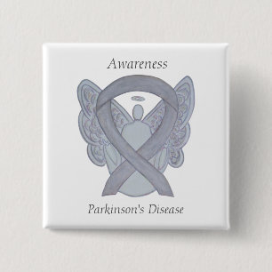 Medvetenhet om Parkinsons sjukdom Ribbon Angel Art Knapp
