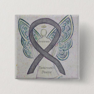 Medvetenhet om Parkinsons sjukdom Ribbon Angel Art Knapp