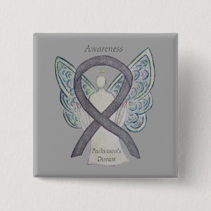 Medvetenhet om Parkinsons sjukdom Ribbon Angel Art Knapp