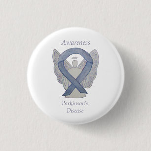 Medvetenhet om Parkinsons sjukdom Ribbon Angel Art Knapp